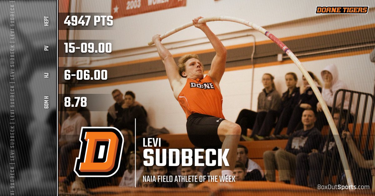 DoaneAthletics's tweet photo. Congrats to @LeviSudbeck on being named the NAIA Field Athlete of the Week! Won the heptathlon and pole vault at the GPAC Championships this past weekend! https://t.co/TcLeYaVbU0