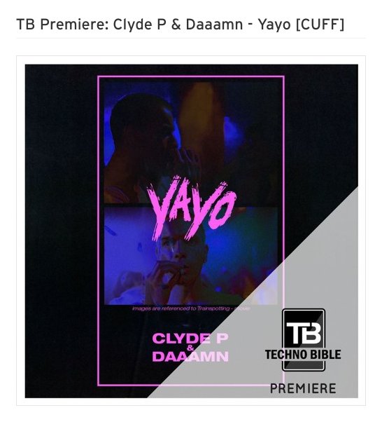 . <a href="/technobible_/">Techno Bible</a> premiere <a href="/clydepmusic/">Clyde P</a> &amp; <a href="/IamDaaamn/">Daaamn</a> 'Yayo' on <a href="/thisiscuff/">CUFF</a> bit.ly/2HyREuj