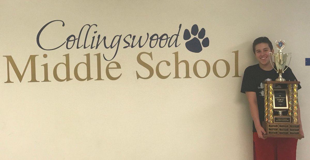 cmsverdone's tweet photo. Congratulations! Knights of Columbus Spelling Bee Winner.  #collsedu https://t.co/TBw8NpVNr3