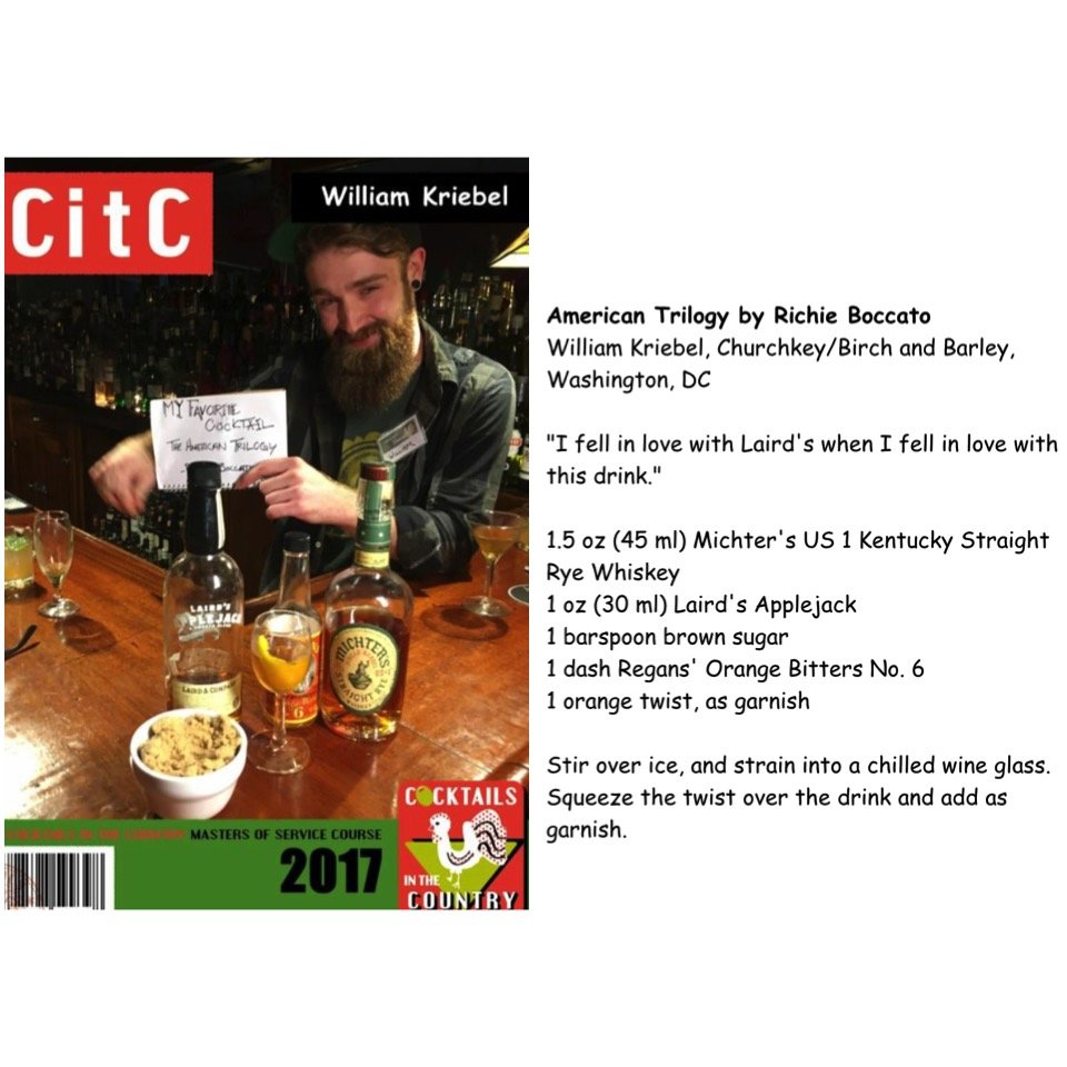 It's a great week to pay tribute to the #AmericanTrilogy cocktail, as did bartender William Kriebel from <a href="/churchkeydc/">ChurchKey</a> &amp; <a href="/BirchandBarley/">Birch & Barley</a> #Applejack, Rye, Bitters &amp; Orange Zest + Shout out to Richie Boccato of <a href="/DutchKillsbar/">Dutch Kills</a> for creating this modern classic! #makeitwithlairds