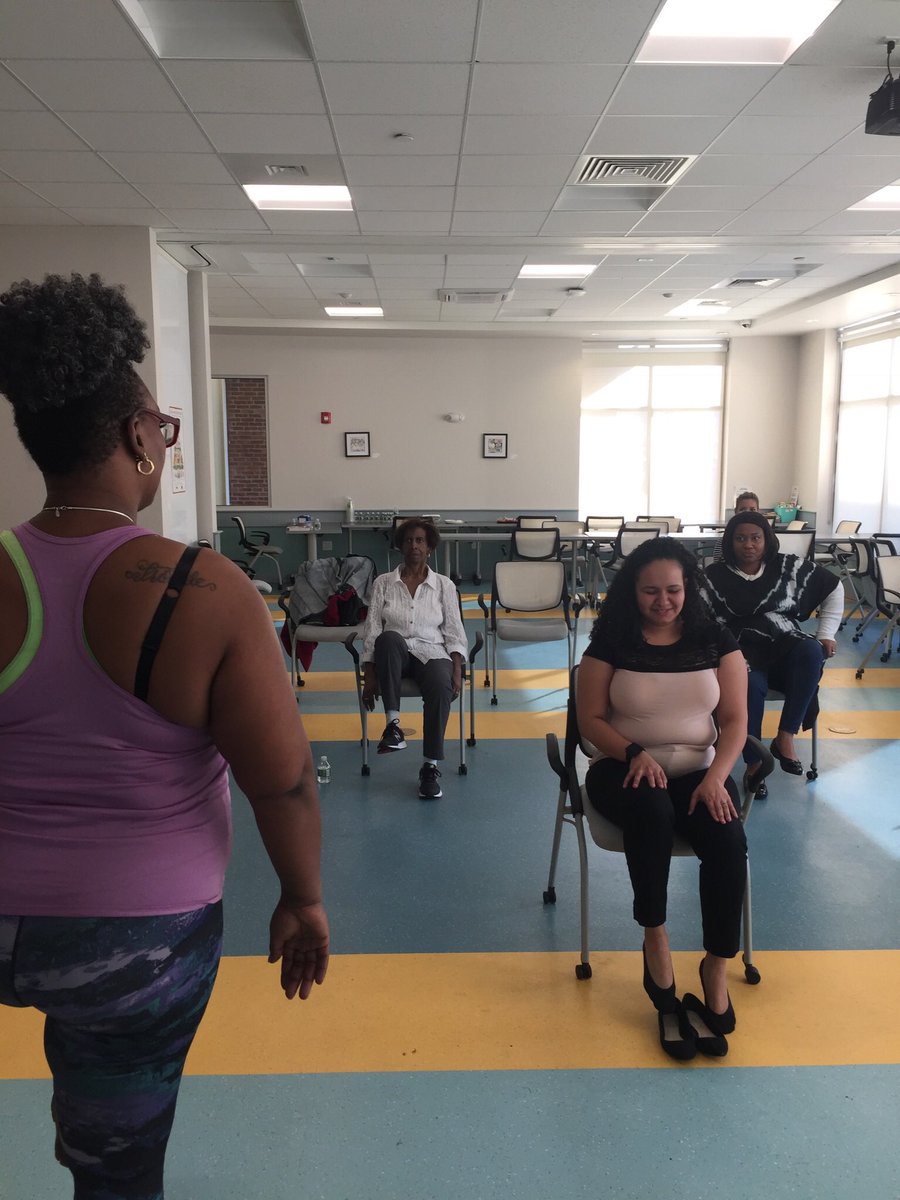 “Be comfortable in your uncomfortable” - Nicole Flynt #notyouraverageyoga teacher. Thanks for the session today for residents and staff following our wellness fair #housingwell #roxbury.  #yoga #wellness