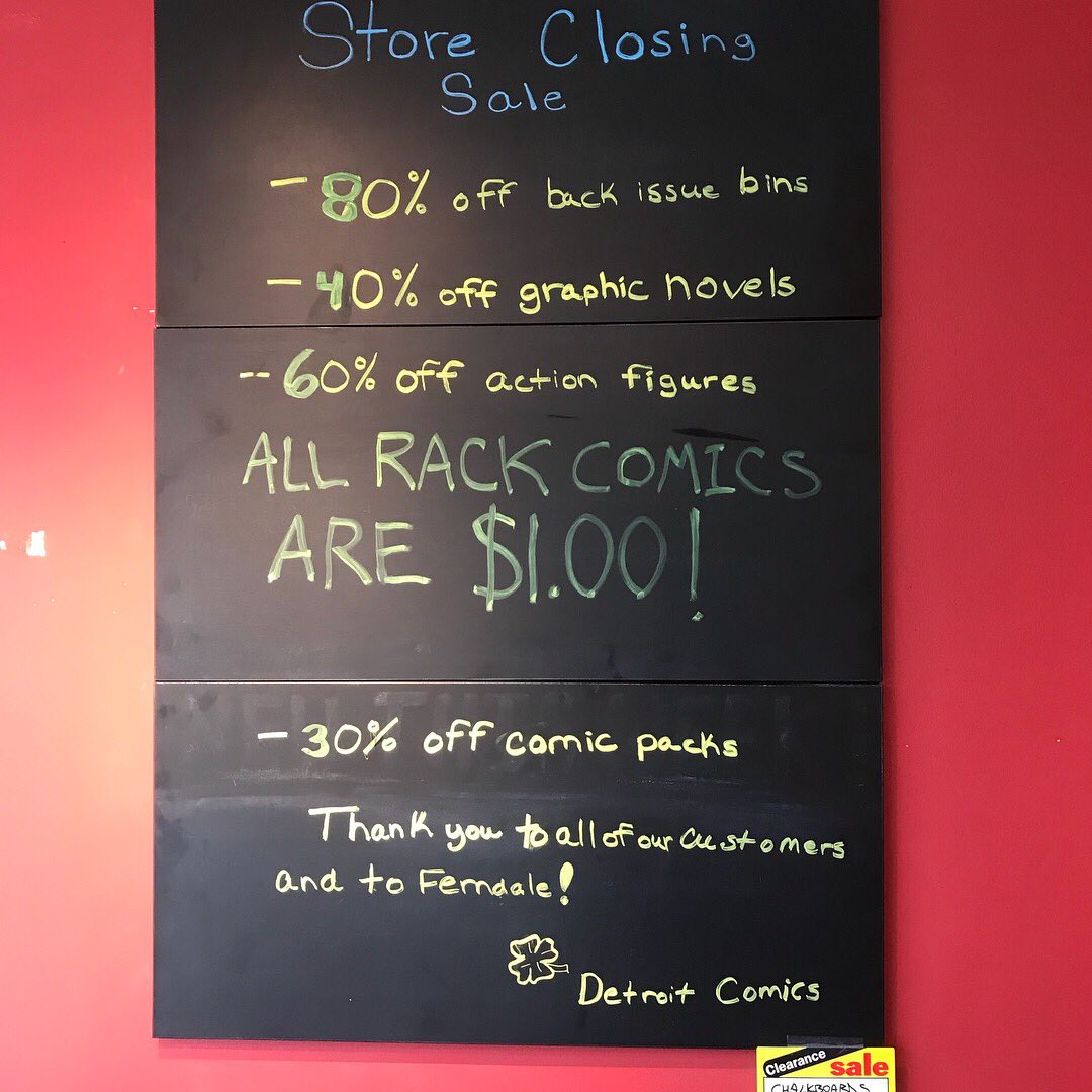 DetroitComics's tweet image. $1 all racked comics. Come and get em #amazingdeal #localcomicshopclosing #downtownferndale #getsomegreatreads