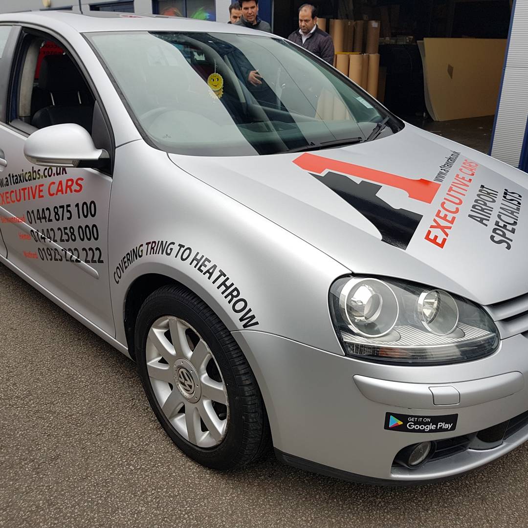 signfirm's tweet photo. Full wrap just completed on this VW Golf. Turned car from blue to matt metallic silver with overlaid cut vinyl https://t.co/wVgH7gkVDU