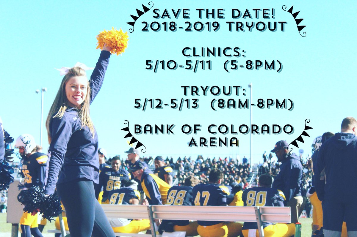 We are so excited to announce our 2018-2019 tryout dates! More details to come and all video entries will be due by 5/8/18. Email coach Krysten at krysten.guse@unco.edu with questions. GO BEARS!!
