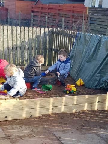 MilnathortPS's tweet image. The &apos;grand opening&apos; of the Nursery sandpit today. Taking advantage of the lovely weather #outdoorlearning #playandlearning