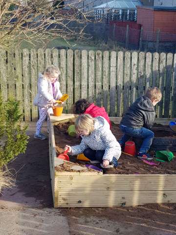 MilnathortPS's tweet image. The &apos;grand opening&apos; of the Nursery sandpit today. Taking advantage of the lovely weather #outdoorlearning #playandlearning