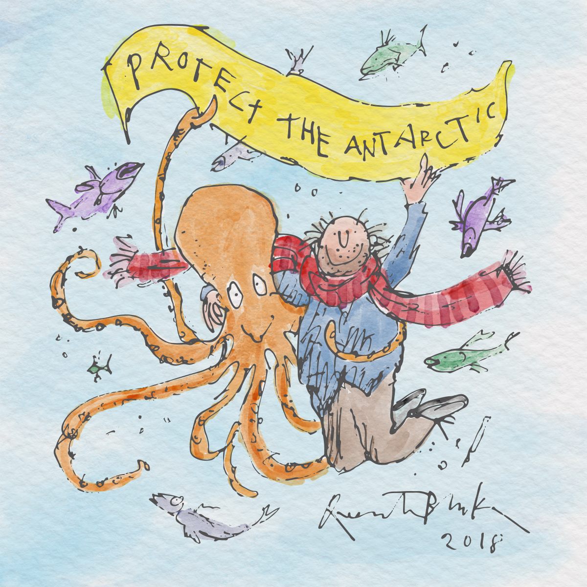 GreenpeaceCA's tweet image. The talented @QuentinBlakeHQ is our newest Antarctic Ambassador!
It's an absolute honour to have him &amp;amp; his beautiful work supporting our journey to #ProtectAntarctic. Join him &amp;gt;&amp;gt; act.gp/2EWtEm9