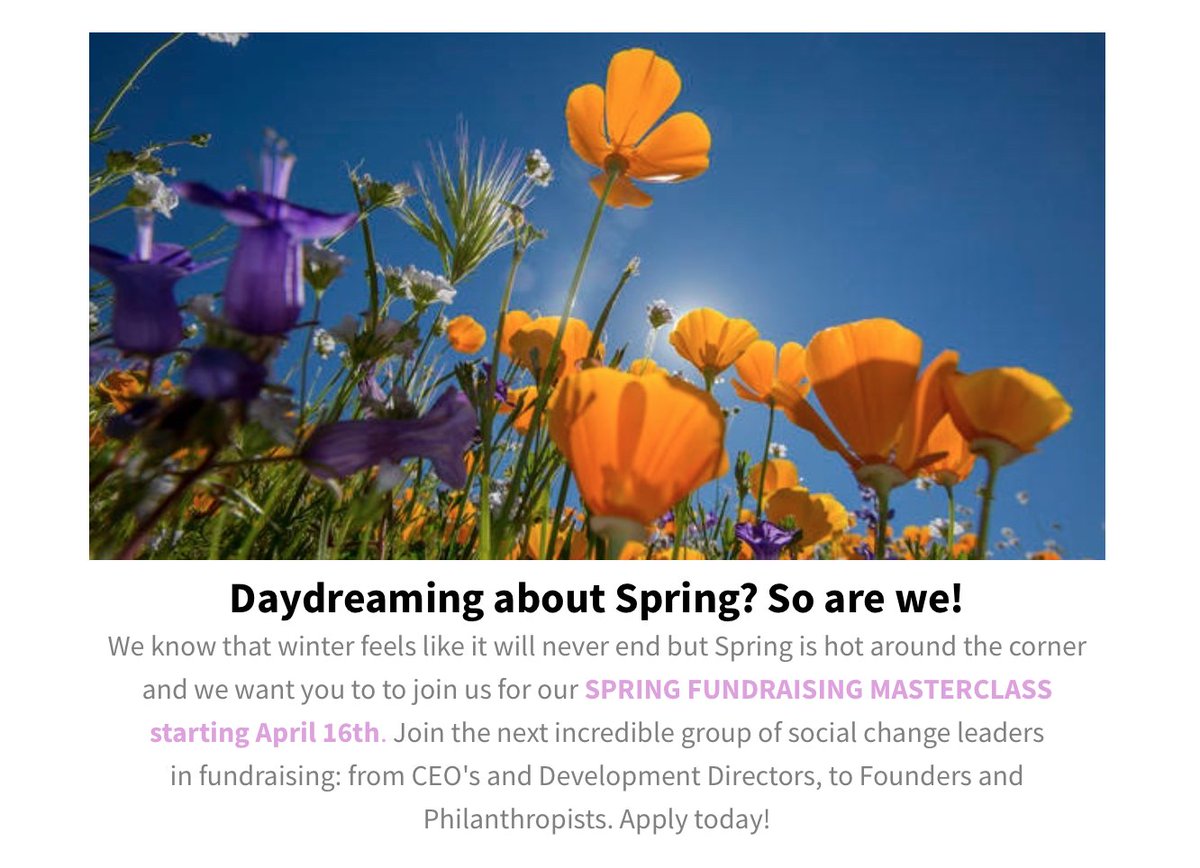 RaisingChange's tweet image. Jumpstart your growth this spring by adding  some @RaisingChange Fundraising Masterclass sunshine to your professional development. @kathylemay will be spearheading our Spring 2018 Fundraising Masterclass with our second cohort of kick ass, world-class fundraisers April 16th!