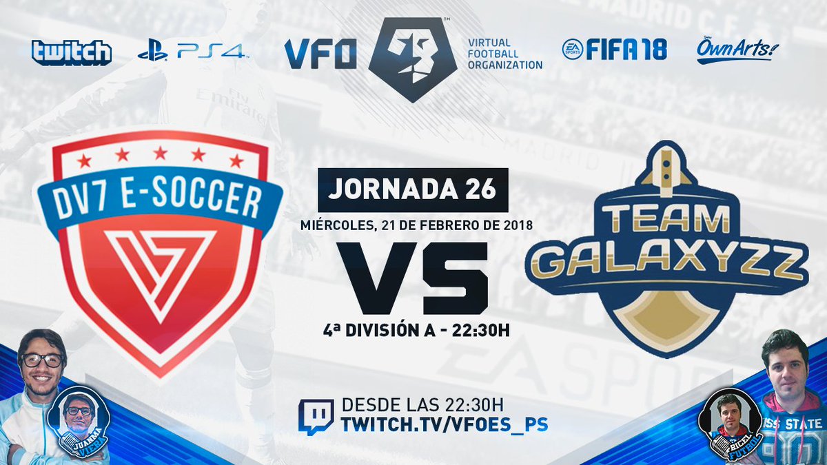 Team GalaxyzZ (@team_galaxyzz) on Twitter photo Esta noche jugamos el último partido de la liga, gracias a <a href="/JuanmaViera27/">Juanma Viera</a> y <a href="/RicelFutbol/">riccardo bernasconi</a> por comentar nuestro partido🙌🏽
🏆 <a href="/VFOspain/">VFO España</a>
🆚 <a href="/dv7esoccer/">DV7 E-SOCCER</a>
⏰ 22:30
📆 Jornada 26
#GoGalaxyzZ ⚪🔵 Esta noche jugamos el último partido de la liga, gracias a <a href="/JuanmaViera27/">Juanma Viera</a> y <a href="/RicelFutbol/">riccardo bernasconi</a> por comentar nuestro partido🙌🏽
🏆 <a href="/VFOspain/">VFO España</a>
🆚 <a href="/dv7esoccer/">DV7 E-SOCCER</a>
⏰ 22:30
📆 Jornada 26
#GoGalaxyzZ ⚪🔵