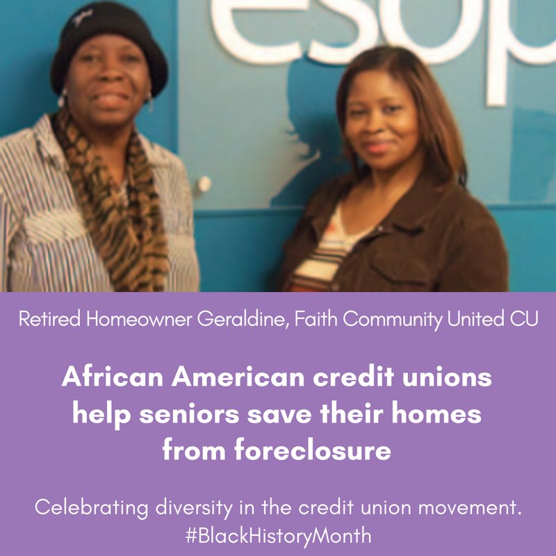 InclusivCDCUs's tweet photo. When retiree Geraldine fell behind on bills, Faith Community United Credit Union &amp; @esopcommunity Senior Property Tax Loan pgrm helped her avoid foreclosure. Tell @SenSherrodBrown @robportman @RepMarciaFudge African American CUs strengthen OH cmtys 202-224-3121 #BlackHistoryMonth https://t.co/8uiIv7d0oj
