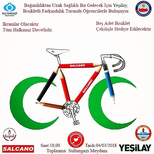 'Bağımlılıktan Uzak, Sağlıklı Bir Gelecek İçin Yeşilay İle Pedalla'' sloganıyla Yeşilay Sultangazi Şubesi İle gerçekleştireceğimiz etkinliğimiz, tüm haşkımız davetlidir. #kalbinicinpedalla #yesilay #salcano #türkkardiyolojiderneği #salcano_official #bisiklet #bisikletliyasam