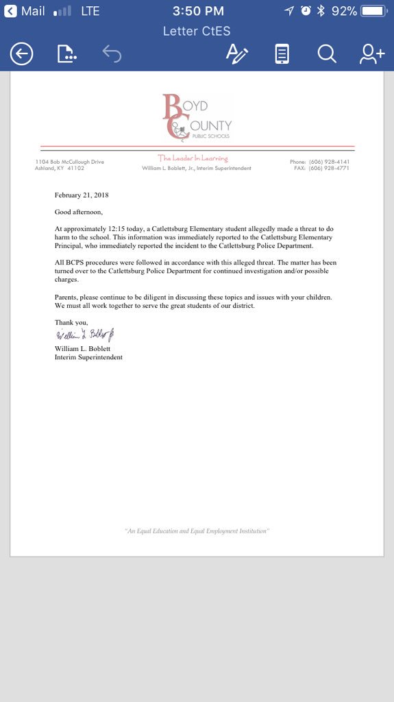 BoydCoSuper's tweet photo. Please see the letter below. https://t.co/WS5UjBdHqI