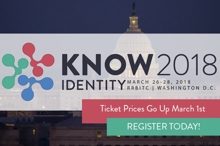 LiminalStrategy's tweet photo. Get your ticket NOW to take part in the KNOW Identity Conference. Meet the stars, pioneers, and doers of identity in one place. Ticket prices go up March 1st! Register today! https://t.co/lpLCTNz8Ek #knowidentity https://t.co/8Jrchdyg06