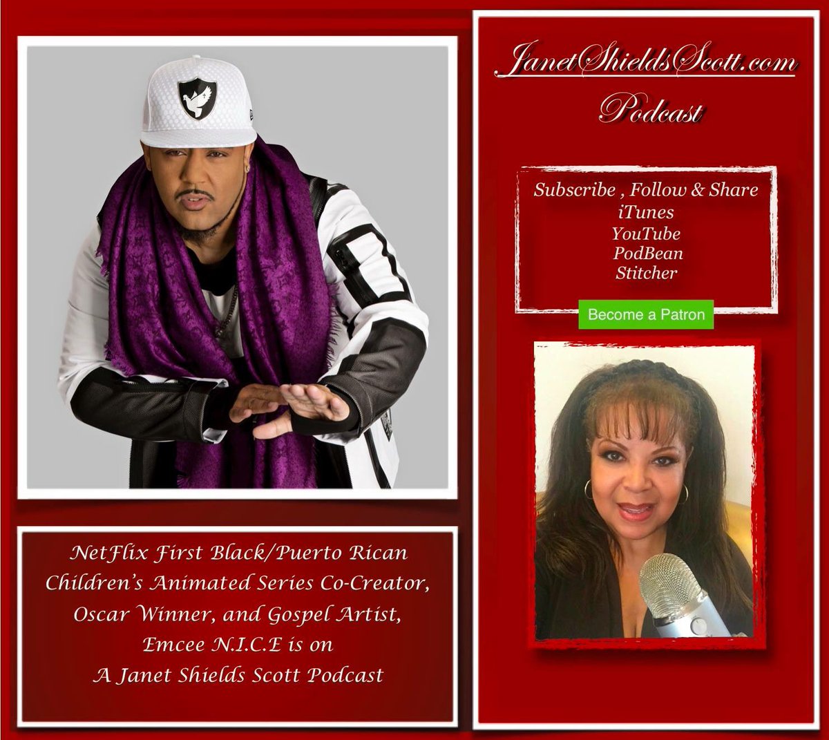 JanetFitBeauty's tweet image. Turmoil To Triumph, Netflix First Black/Puerto Rican Children's Animated Series Co-Creator, Gospel Artist Emcee N.I.C.E shares his story click listen BONUS TRACK janetfitbeauty.com/index.html