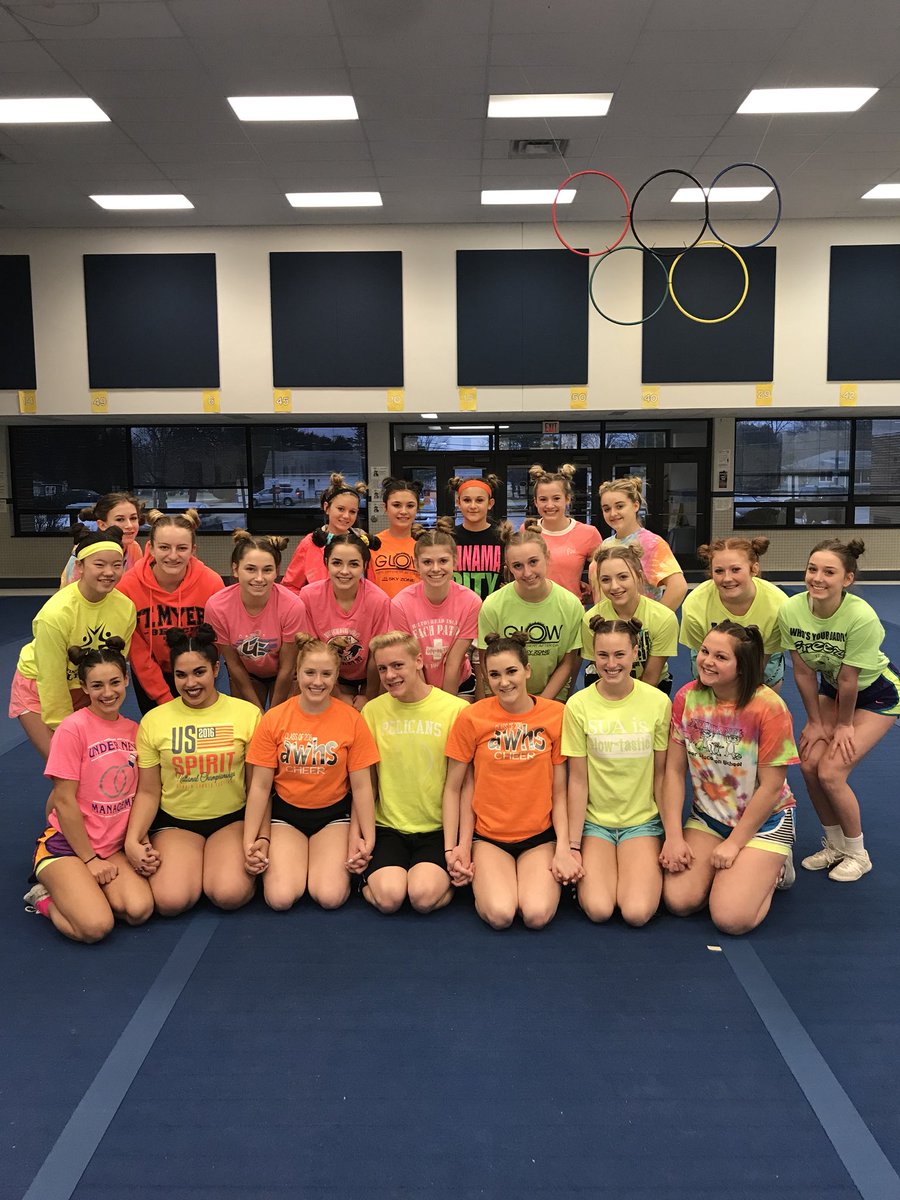 AWHS_Cheer's tweet photo. Have to love Practice Themes! #StuntGroupColor #NeonCrazy https://t.co/WS5qXMhaCm