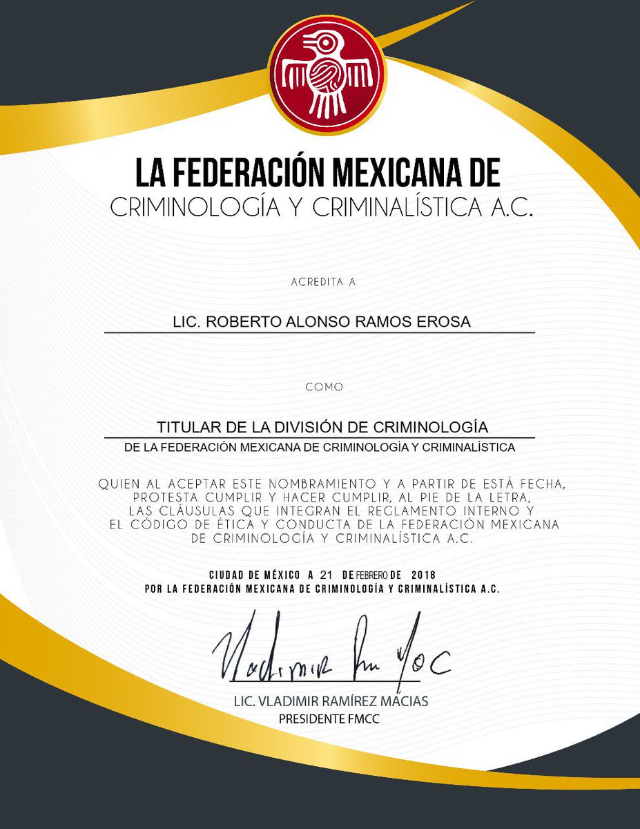 RobertoAErosa's tweet photo. Agradezco a la Federación Mexicana de Criminología y Criminalística por inmerecido cargo que me otorgan y que por supuesto desempeñarme con ética y un alto sentido del deber como siempre lo he hecho. https://t.co/g9SM64Pjwg
