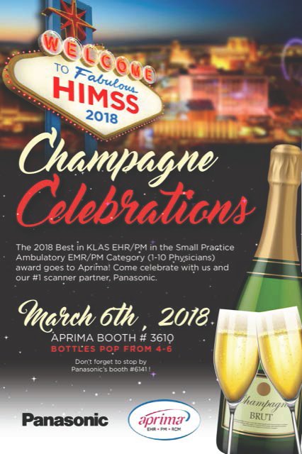 AprimaMedEHR's tweet photo. We are looking forward to #HIMSShappyHour presented by @PanasonicUSA! Join us Tuesday 3/6 from 4 - 6pm at Booth #3610 at #HIMSS18. Let us know if we'll see you there by RSVPing at the link below.

https://t.co/4Hma9NS56S https://t.co/LcAWDlSeCC