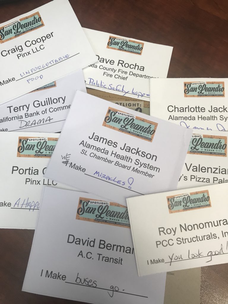 SanLeandroCC's tweet image. Proud to the Chamber of a Maker City. Highlights of what the guests at our Business Awards make. #makercity