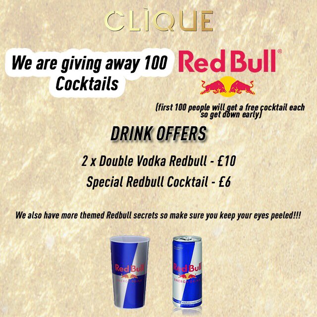 CliqueEvents_'s tweet photo. 100 free cocktails🍹😋

Get down early, or they’ll allllll be gone🙌🏽 

Not long now🙌🏽💙 https://t.co/x8Cy2Yejvb