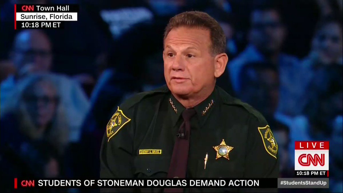 BuzzFeedNews's tweet photo. Broward County Sheriff Scott Israel at CNN town hall: "I don't believe teachers should be armed. Teachers should teach... We have people in Washington, DC...telling teachers what they should do without asking teachers." https://t.co/XsYHRUuHx2