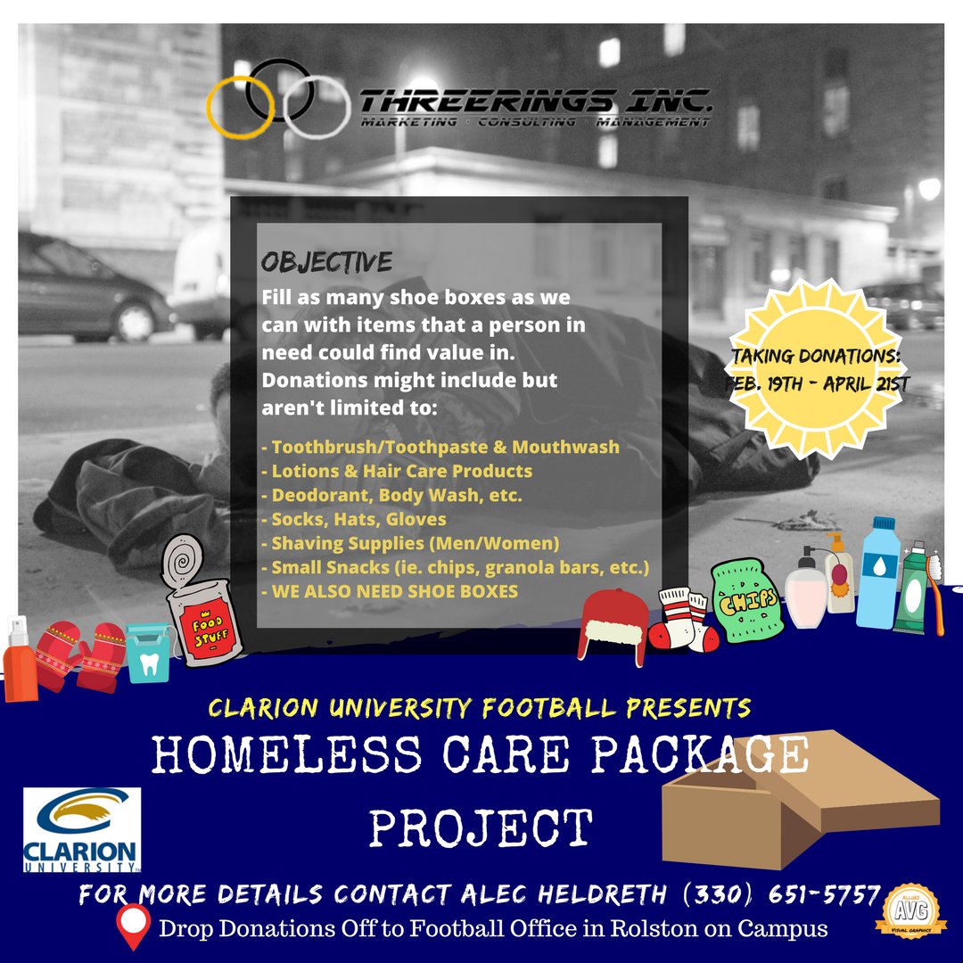 allurevisuals's tweet image. Please consider giving something for this great cause. #HomelessCarePackageProject ------- We are now on 2 Campuses!!