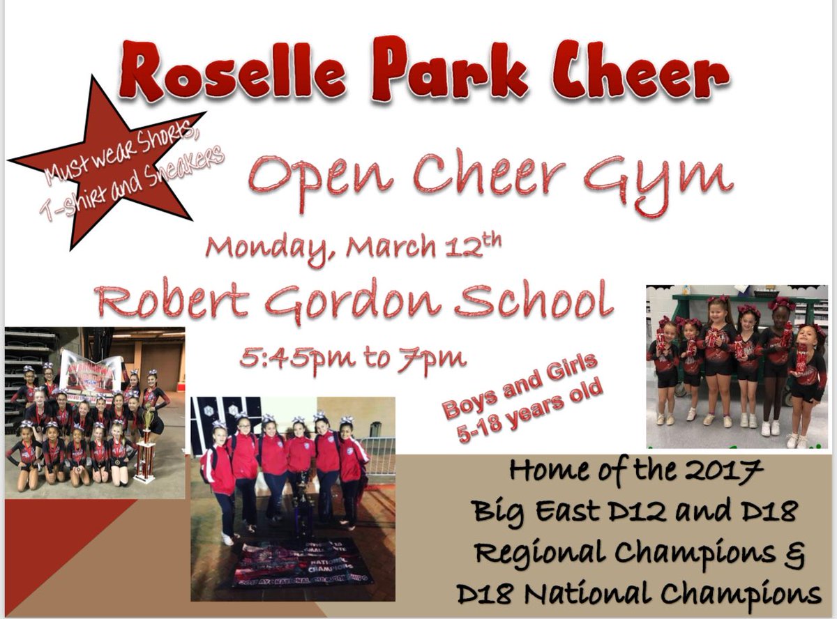 RPaycCheer's tweet photo. Spread the word! Come give cheer a try and join the 2017 Regional &amp; National Champions! ❤️ #rpcheer18 https://t.co/ilfBnb2HVP