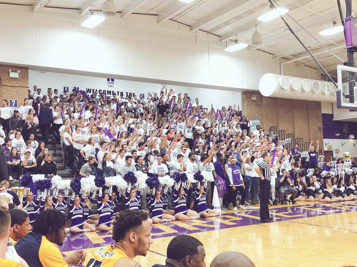 We may have had the loss against canisius but boy did it feel great cheering in front of such an amazing crowd tonight! Thank you to all in attendance! See you Friday for our senior game! 💜🦅 #wheresmonte #niagarauniversity