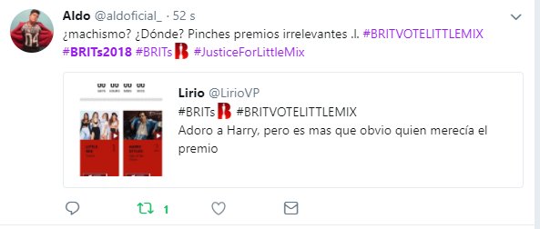 Machismo, mal management, complot contra ellas.
#justiceforlittlemix #BRITs #BRITs2018 #BRITVOTELITTLEMIX
@LittleMix 
Where is the respect for their work?