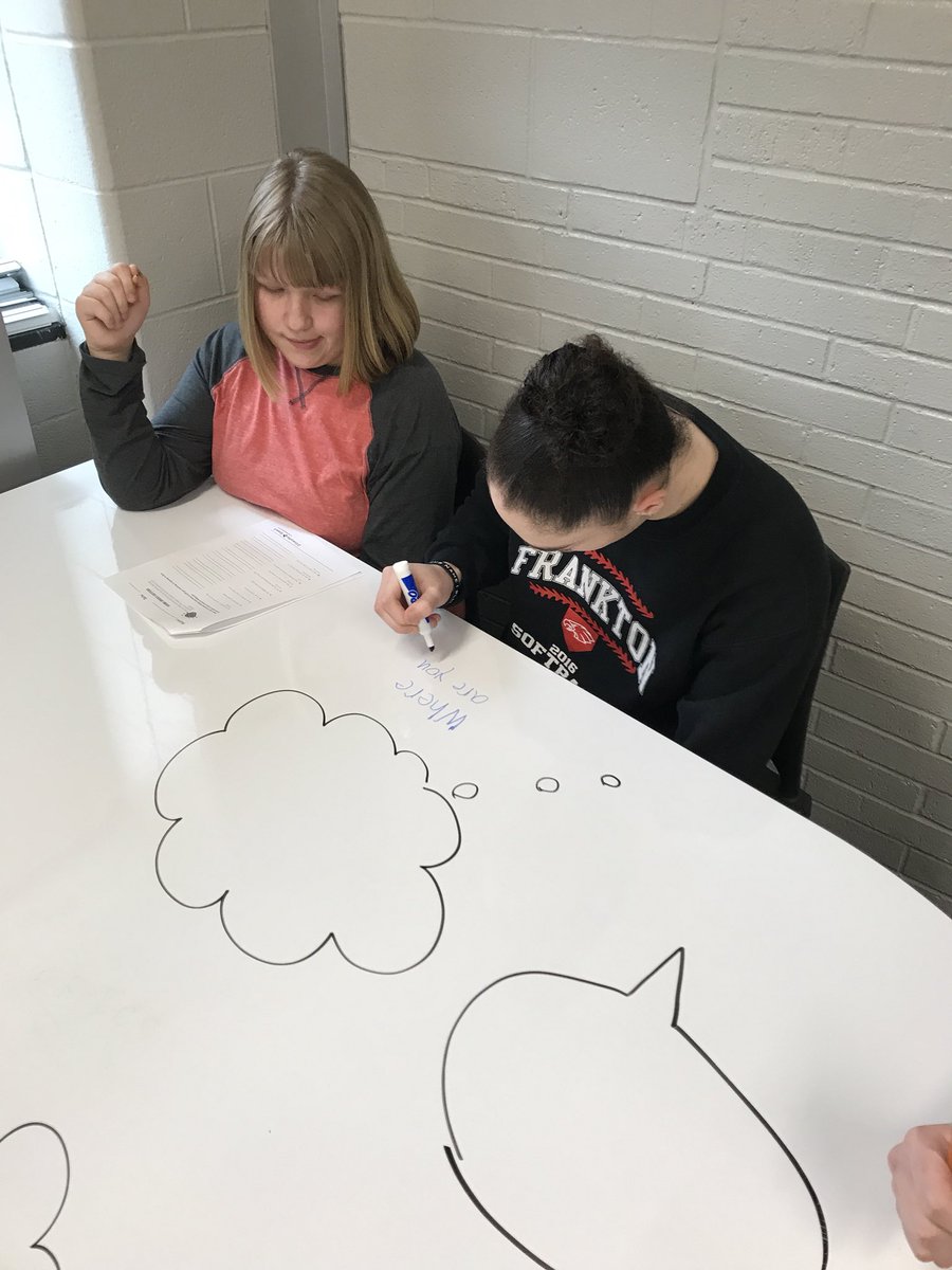 maggiebarr89's tweet photo. Loving the new tables in our fancy new library!!! They were perfect for our social skills group today! #lifeskills @destyneknight34 @FJSHS_AP @GregGranger2 @FranktonEagles https://t.co/OMdd5D7qMy