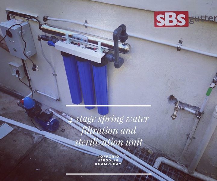 SBSGutters's tweet photo. 4 stage water filtration &amp; sterilizer installation in progress. This house is off the grid with a supply of 1800l/h #offgrid #level6b #cleanwater #campsbay
#sbsgutters #rainwaterharvesting #capetown https://t.co/lLQTMGajU7