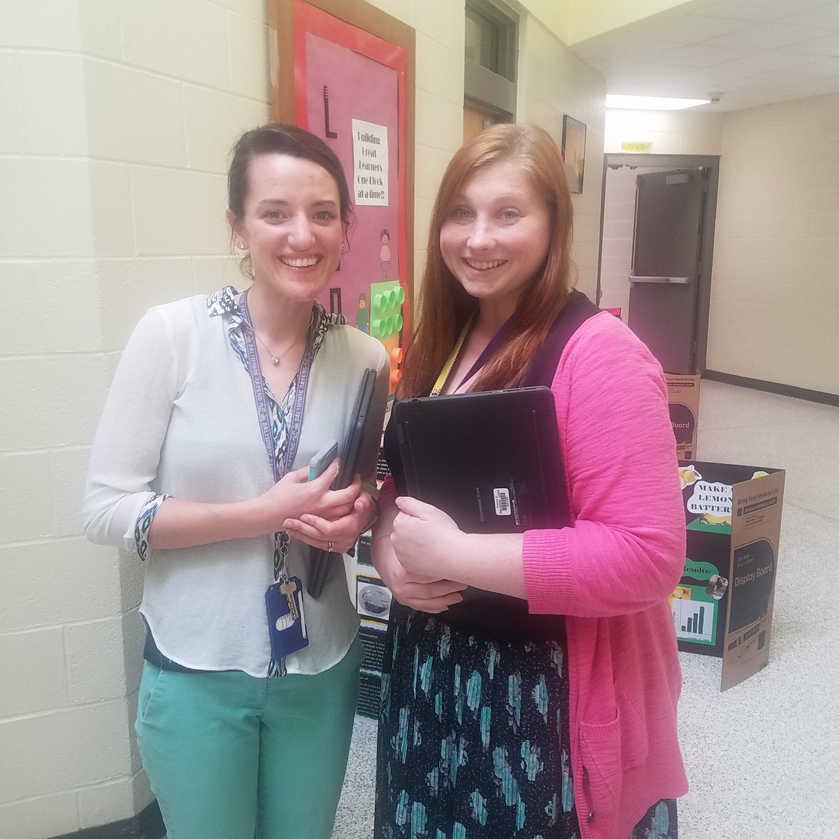 BMaddux7's tweet photo. When asked to tweet a photo of a colleague that is vital to student success, I could not choose just 1. @CaseyBosley2  @MissGriebe. You are incredible hard working passionate teachers.  You are vital to this school. I am blessed to have you both as teammates. #grade3 #SGESDoves https://t.co/H8hUtsaBJR