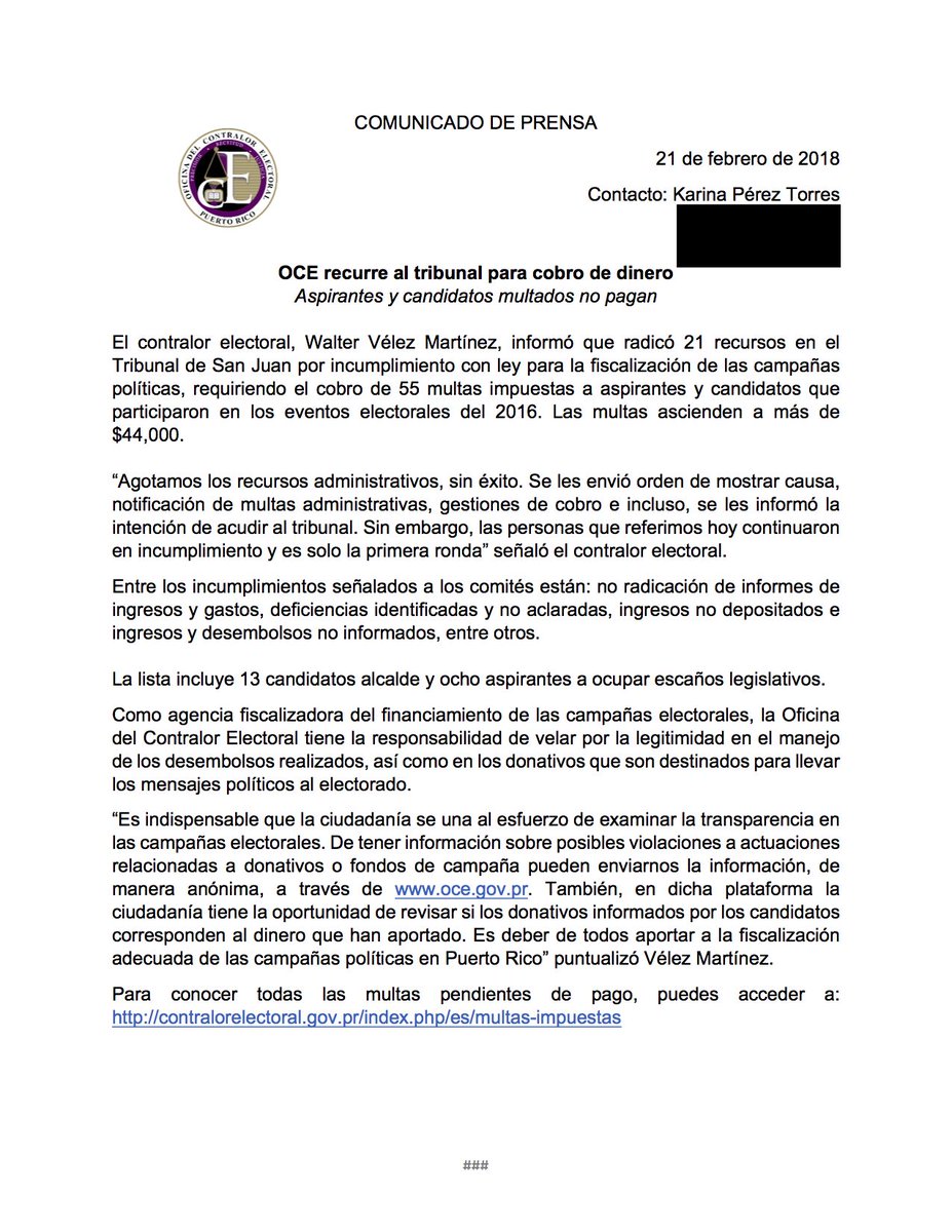 manuelnatal's tweet photo. A ver si entiendo...
Contralor Electoral anuncia que ira al Tribunal a cobrar un dinero a 21 personas.
Tu nombre no se menciona en el comunicado, ni está incluido entre esas 21 personas.
A pesar de lo anterior, "periódico" te convierte en La Noticia (incluyendo titular). https://t.co/g0FpRP7Qgq