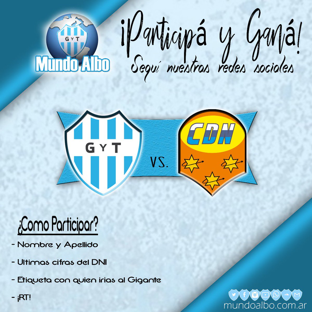 mundoalbook's tweet photo. #SorteoMundoAlbo // Este domingo juega el Albo y vos no podés faltar. Sorteamos 1 (un) par de entradas para vos y un acompañante.
👉 ¡Seguí los pasos y participá!
#VamosLosAlbos
#DomingoAlbo
#HayQueGanar https://t.co/MvUTwznYPP