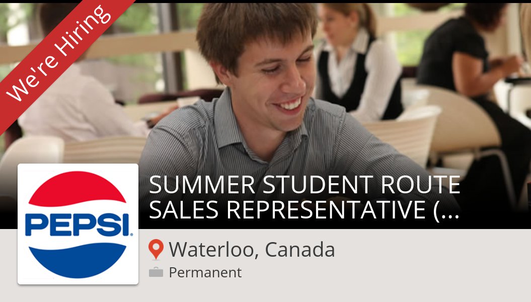 Apply now to work for #PepsiCo as #SUMMER STUDENT ROUTE #SALES REPRESENTATIVE (KITCHENER/WATERLOO) in #WaterlooCanada! #job workfor.us/pepsi/s5l49