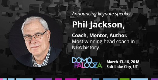 Looking forward to this! <a href="/Domotalk/">Domo</a> announces <a href="/PhilJackson11/">Phil Jackson</a>, the most winning NBA Championship coach, as a #DP18 keynote speaker. Join us! domo.ly/2ooVJIB
