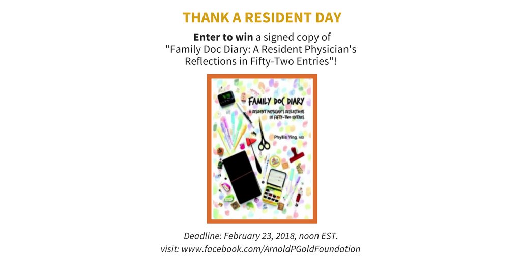 GoldFdtn's tweet photo. We are giving away 5 signed copies of “Family Doc Diary: A Resident Physician’s Reflections in Fifty-two Entries,” by Phyllis Ying, MD. Enter by noon on Feb 23! https://t.co/PiPSnqsrFf #meded #medstudents #healthcare https://t.co/JkNEZdpCzV