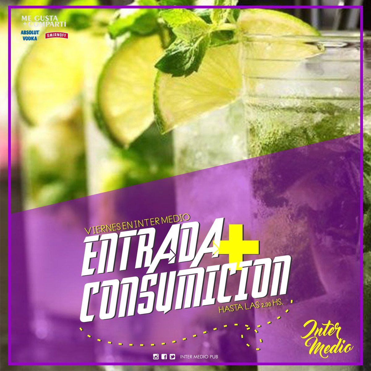 Intermediopub's tweet photo. Prepárate para el VIERNES! Te vamos hacer bailar como hace mucho no pasaba 🙌  ENTRADA + CONSUMICIÓN hasta las 2:30hs. 💕😜 https://t.co/5COtZfNVWZ