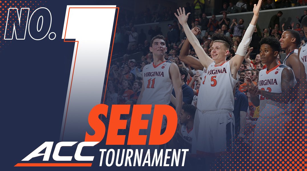 UVAMensHoops's tweet photo. With tonight's win, we are officially the No. 1⃣ seed for the 2018 ACC Tournament! #GoHoos https://t.co/6x5zoRP3WC