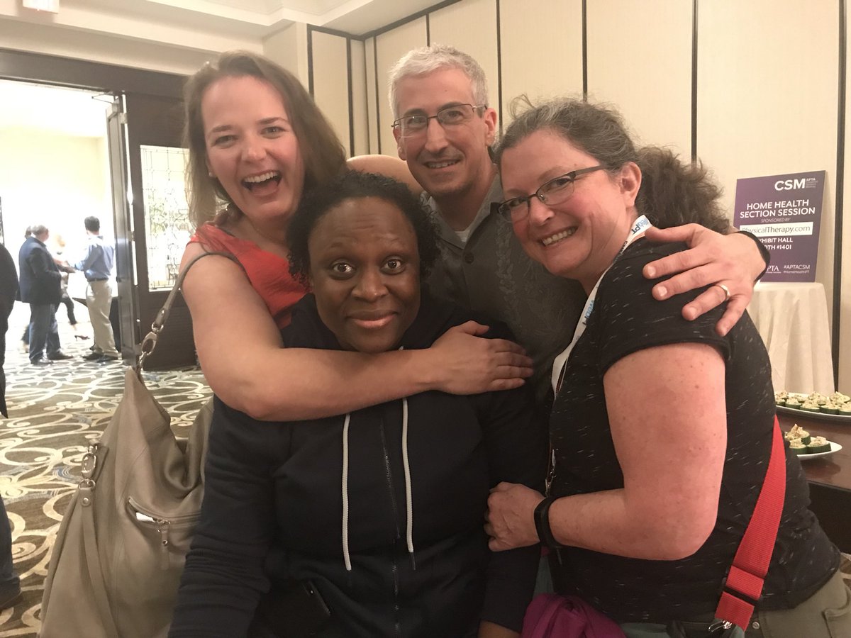 Viviana_Muci's tweet photo. @SarahHaagPT @jptlowy @SandyHiltonPT and I goofing around @HomeHealthAPTA meet and greet. @kharaiw is taking long with taking the photo. #HHPT meets #pelvicmafia https://t.co/JNZZyRanC3