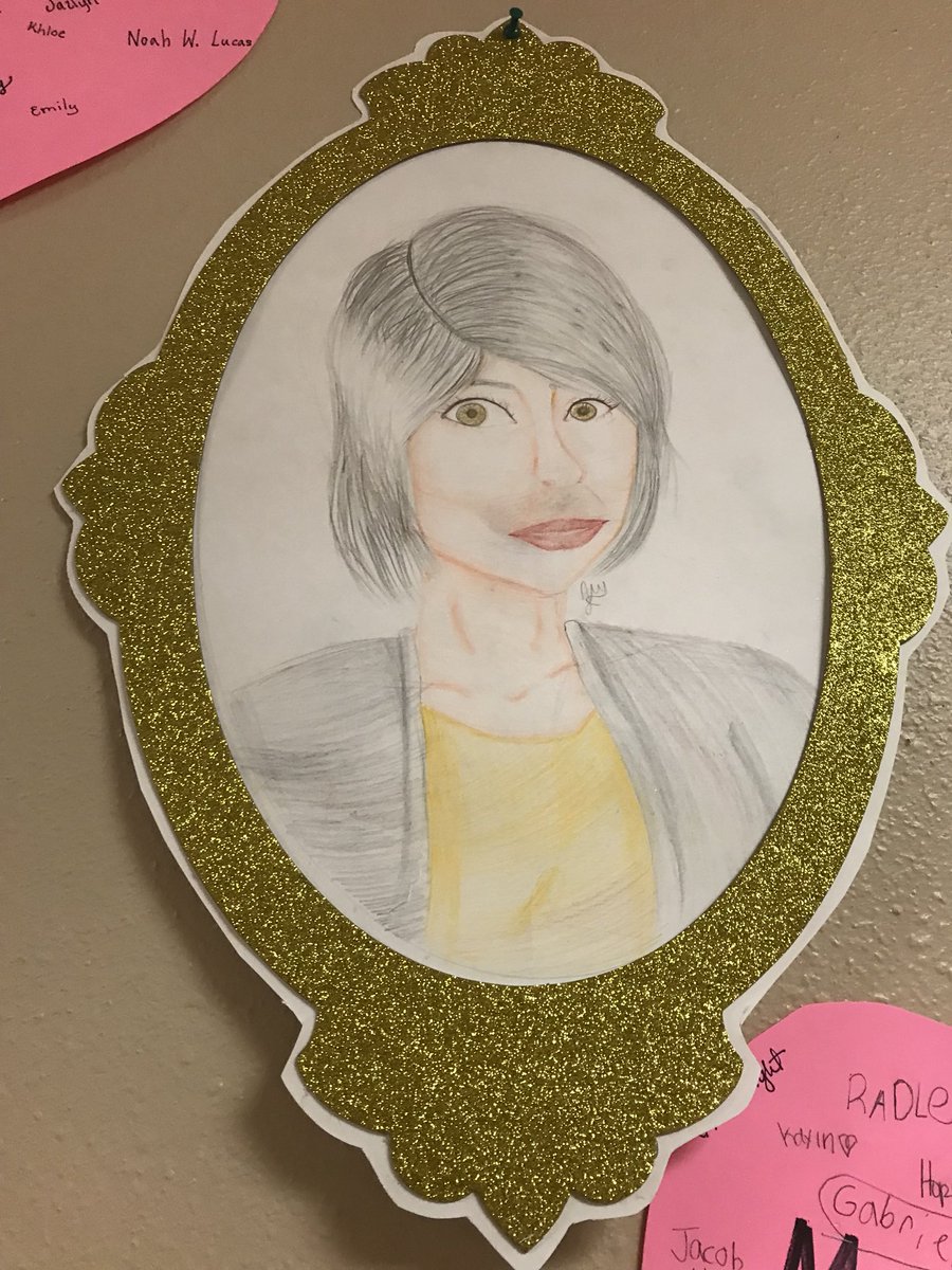 RCES4th's tweet image. Fourth grade loves you, Mrs. Burch. 💕Thank you for everything you do for us. @RCESCounselor @JodieWymore @Supt_comalisd {Portrait by: Fourth Grader, Summer Williams}