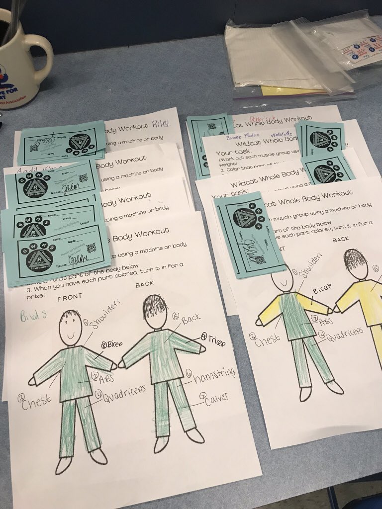 Jblake1228's tweet photo. Working out for an hour is difficult for anyone so I thought I’d add some extra motivation for the Wellcats! They loved finding different machines to work each body part and taking a break to color in between exercises! I’m proud of the hard work they put in! https://t.co/ltvG0Fyg2V