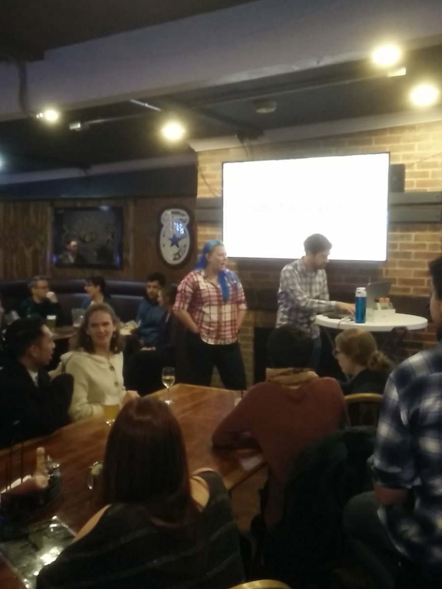 SciSays's tweet photo. House is practically full for #SacScienceDistilled! Still time to get here, grab a beer, and learn cool facts about cooler research https://t.co/Uqx42AWM3g