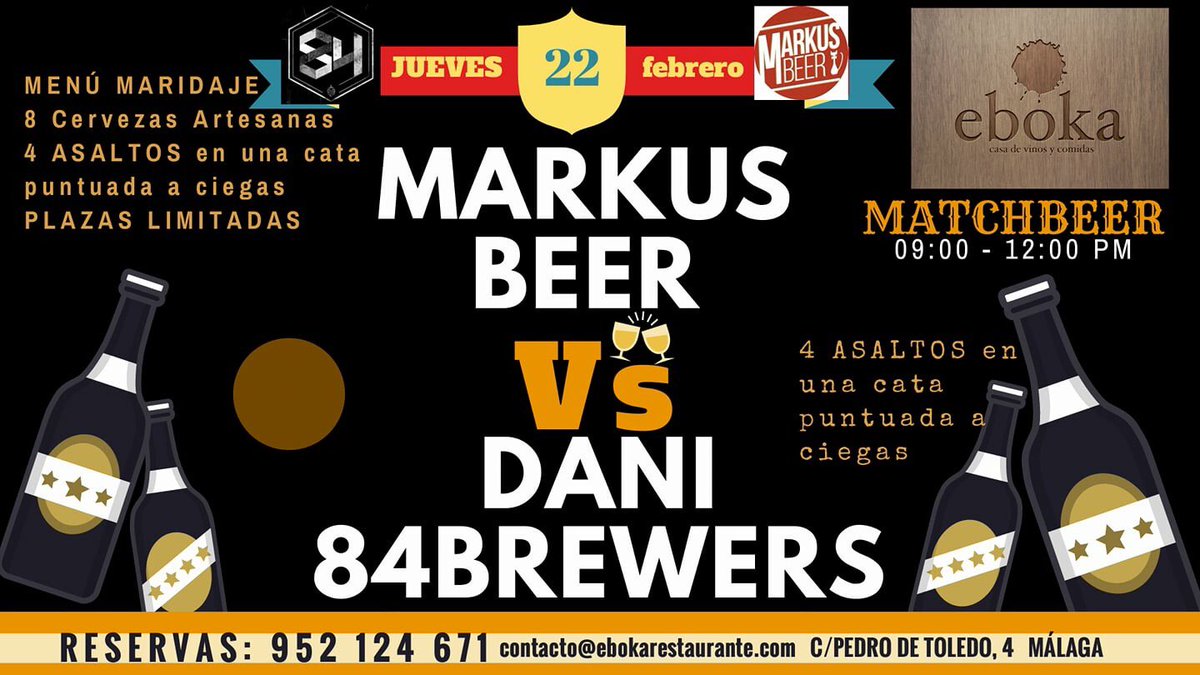 Llego el día en que volvemos a disfrutar de #EbokaMatchBeer creado por @EBOKArestaurant .Concepto cata #CraftBeer innovador y divertido. Hoy junto <a href="/84Danyel/">Daniel Torres</a> de <a href="/84Brewers/">84Brewers</a> disfrutaremos de la gran noche de la #cerveza ¡Aún estás a tiempo de apuntarte¡ No te lo pierdas 🍻🍻🍻