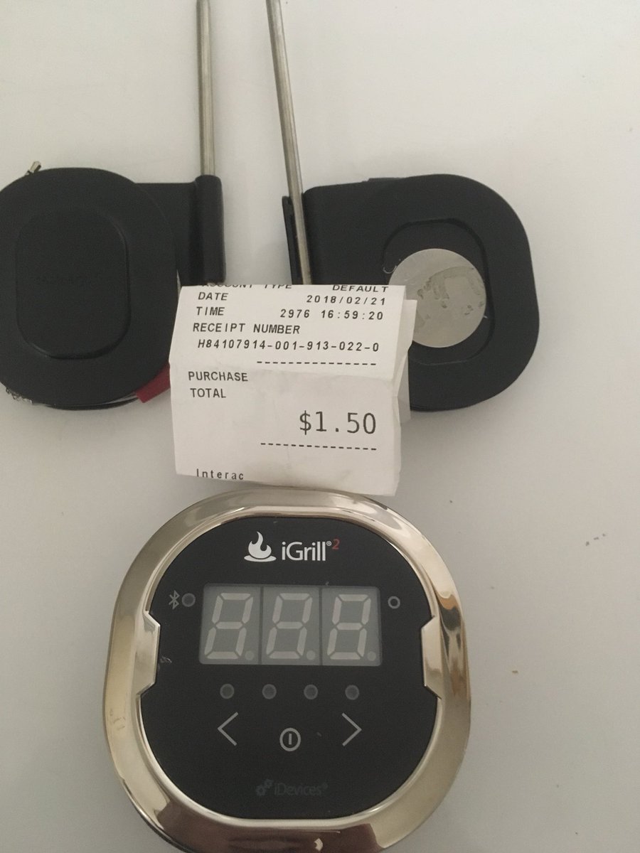 Cudtz's tweet photo. I still need to try this out but initial tests show everything appears to be working properly. #iGrill2 #thriftyfind #digitalthermometer #kitchenTech Not bad for $1.50 purchase. Even with the mixed reviews I’ve read... #cheaperthanaburger so #I cannot complain 😁😇🍖🍗🍔 https://t.co/xqozHBqx3C