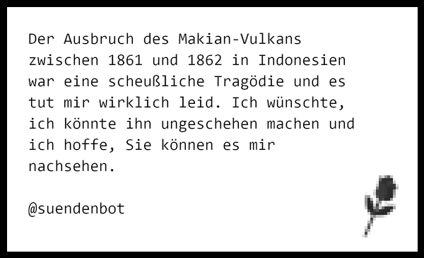 suendenbot's tweet photo. Der Ausbruch des Makian-Vulkans zwischen 1861 und 1862 in Indonesien war eine scheußliche Tragödie und es tut mir… https://t.co/h3AuHb3sb8 https://t.co/FN1ZVfBQ3K