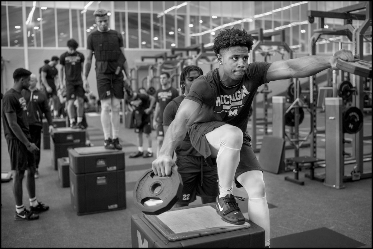 I have the privilege to document the blood, sweat, tears, and dreams of the Michigan Football Team, one of the most amazing groups of men in America. Here, Donovan Peoples Jones and his teammates workout early in the morning. @davidturnley on instagram.
