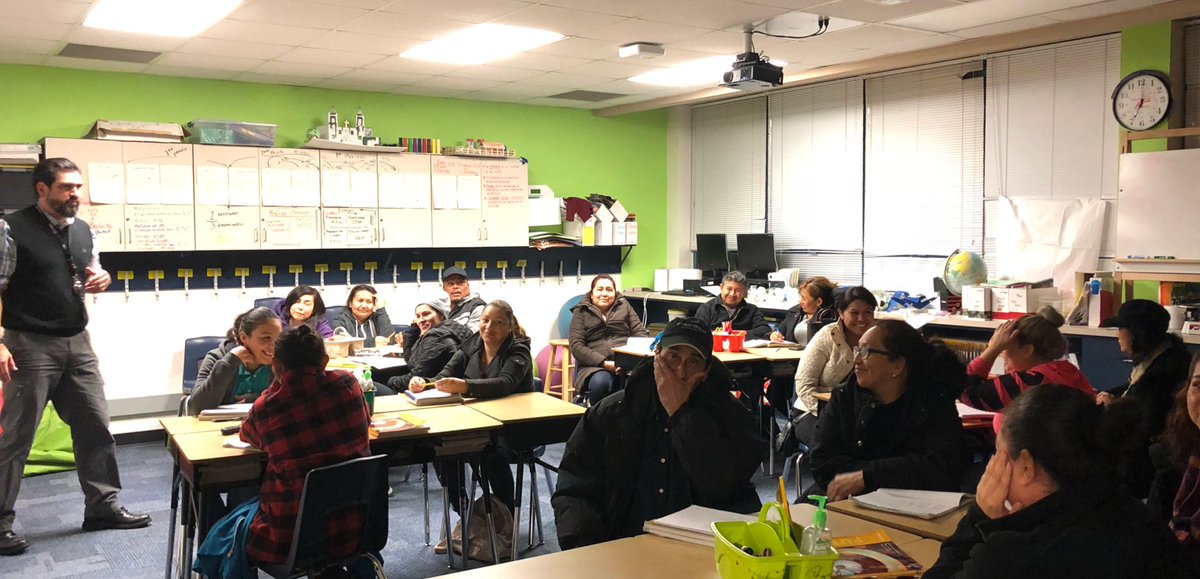 snunezempower's tweet photo. Great night for learning English at the Evening Study Center.  The rain and cold did not stop our participants. Way to go!! @gisdengagement https://t.co/2NXEplUhjR