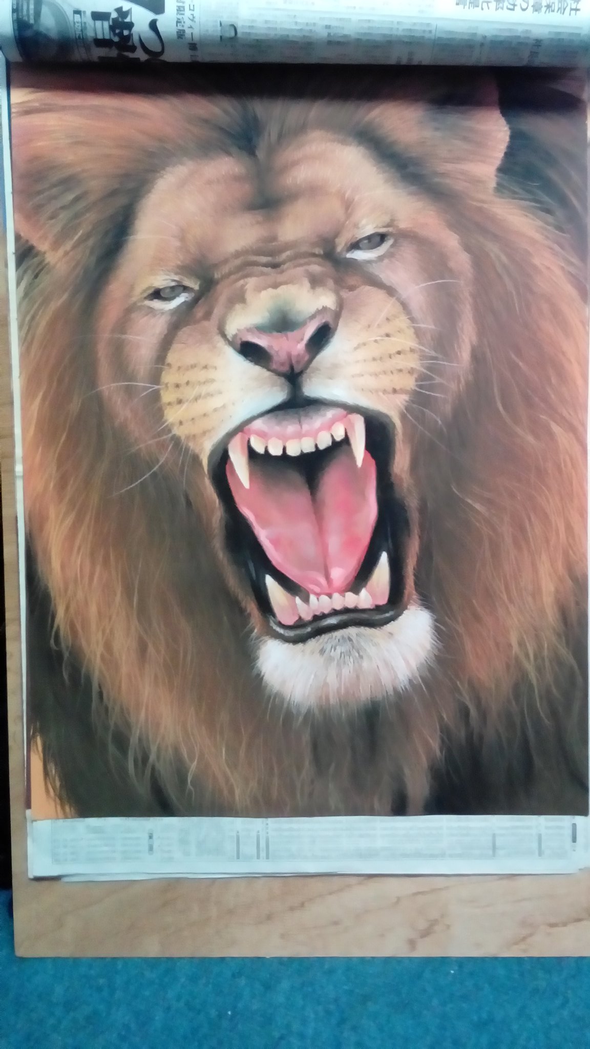 原画】『獅子王の憂鬱』（ライオンのパステル画）