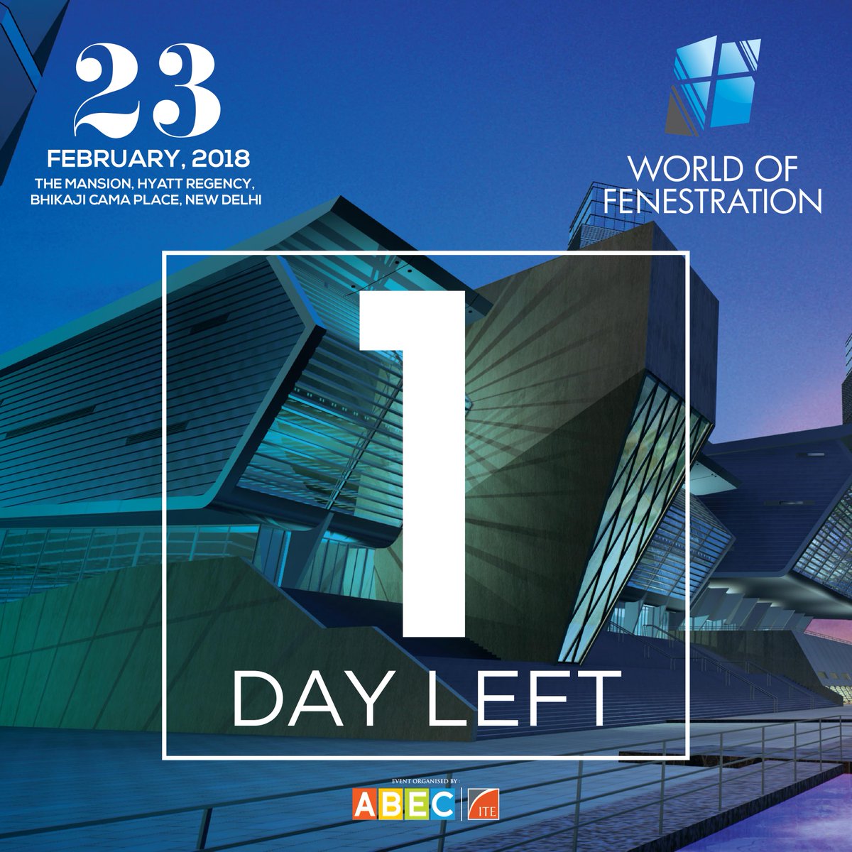 The_AceTech's tweet photo. Delhi , are you ready to witness the world of Facade and Fenestration?
#1daytogo #24hrs #WOF #WorldOfFenestration #WOF2018 #Partners #Facade #Fenestration #Sessions #Aluminium #Glass #Architecture #Architects #Builders #Developers #EnergyEfficiency #Sustainability #ETAcetech https://t.co/VK9Na09N60