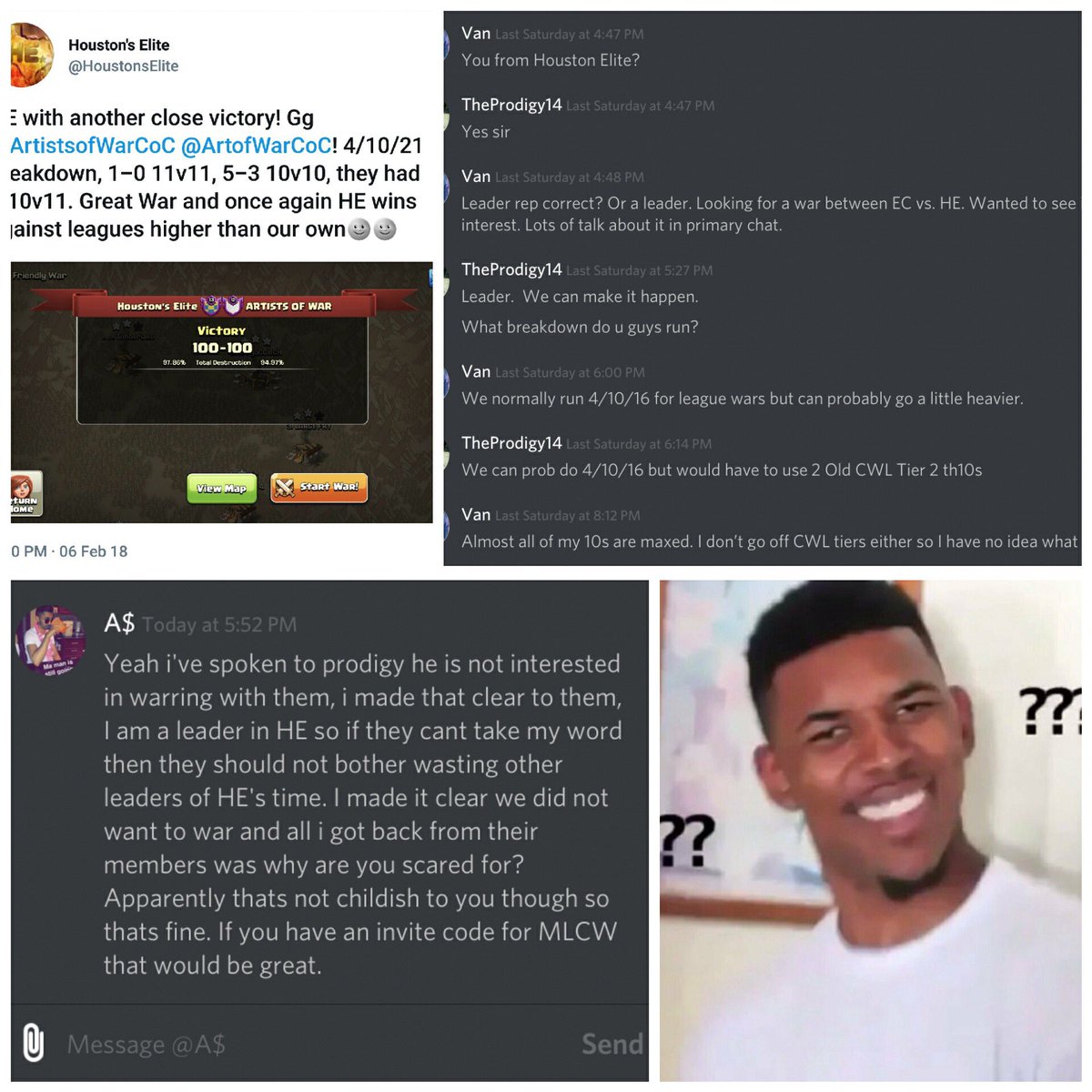 Still confused on how one person can accept a challenge and then another says that person doesn’t want to face us... Confusing times for HE I guess!